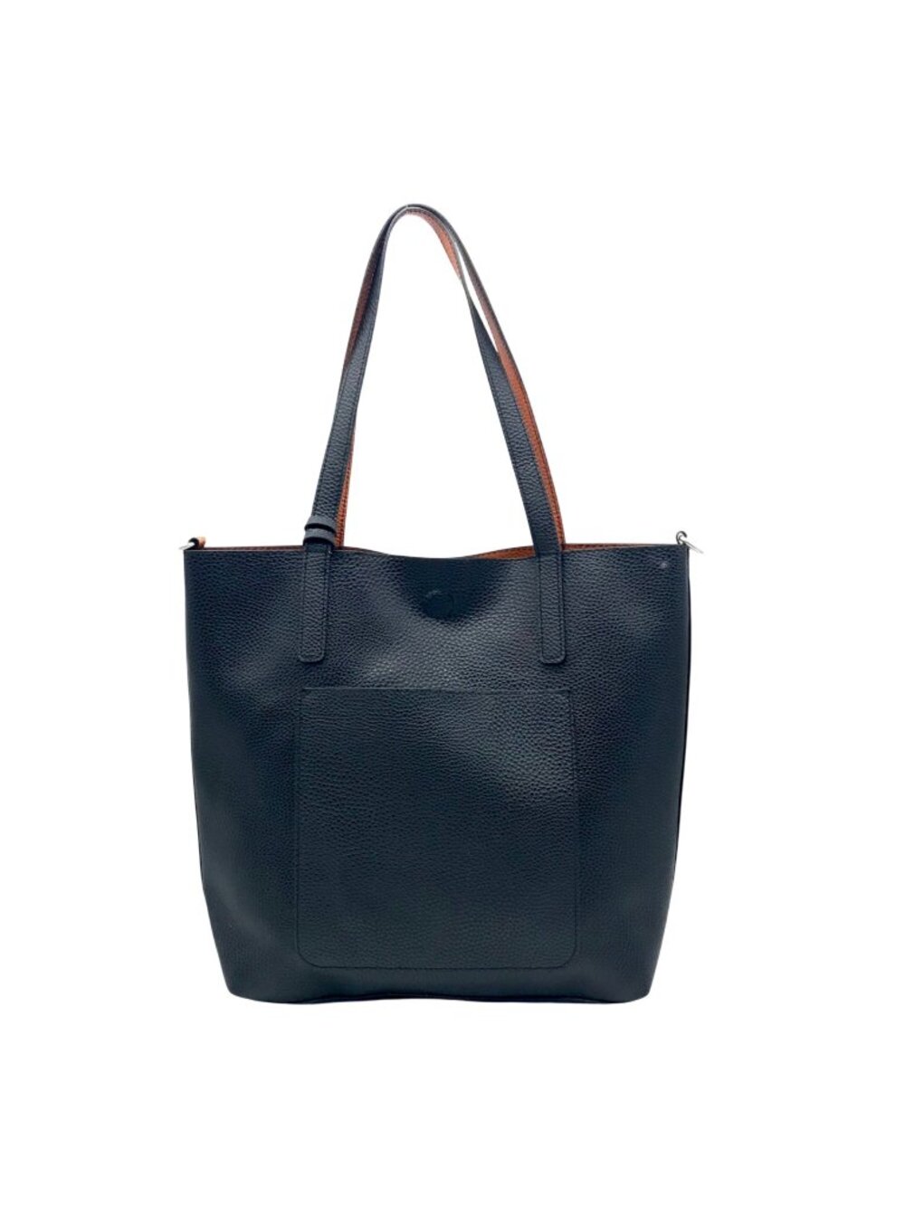 Black Pebbled Leather Shoulder Tote Bag